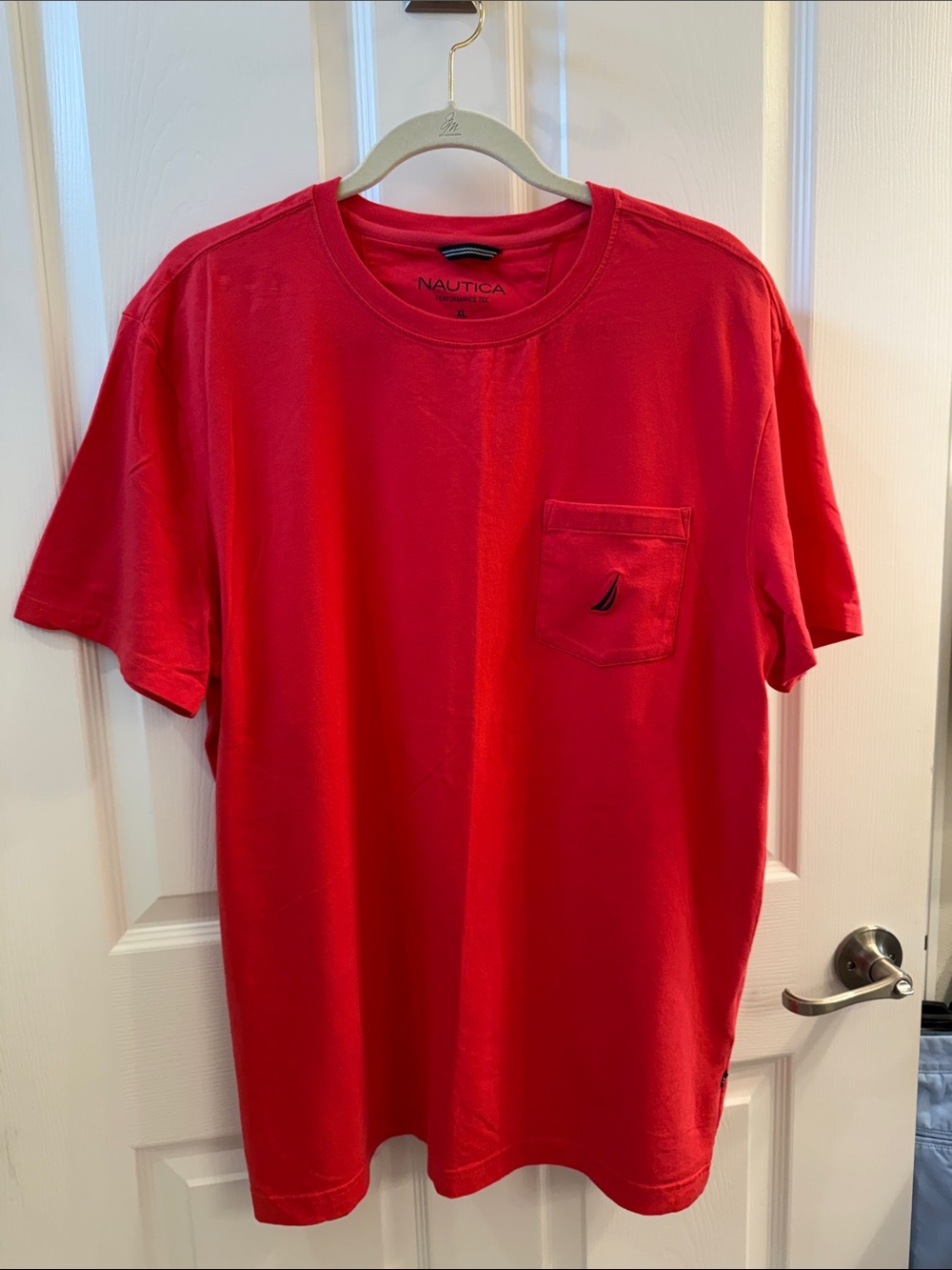 Nautica Men's Red Short Sleeve Pocket Tee